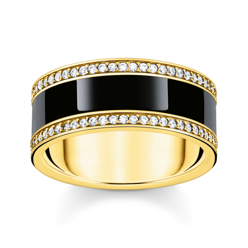 Thomas Sabo TR2446-565-11 Damen-Ring Goldfarben mit Schwarzer Emaille