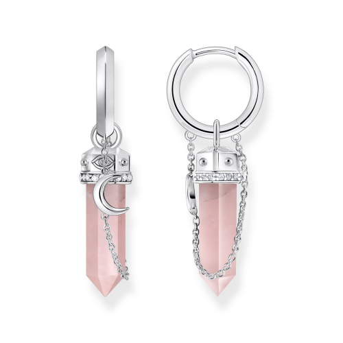 Thomas Sabo CR722-643-9 Damen-Ohrringe Creolen mit Rosenquarz-Anhänger Silber