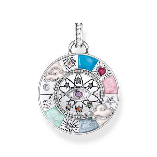 Thomas Sabo PE962-340-7 Kettenanhänger Glücksrad mit kosmischen Symbolen Silber