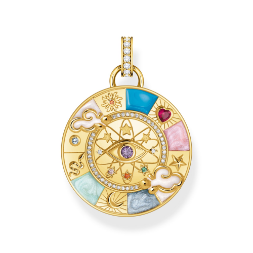 Thomas Sabo PE962-471-7 Anhänger Glücksrad mit kosmischen Symbolen vergoldet