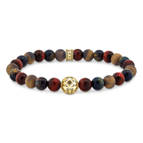 Thomas Sabo A2145-324-2 Beads-Armband in Unisexgröße Tigerauge vergoldet