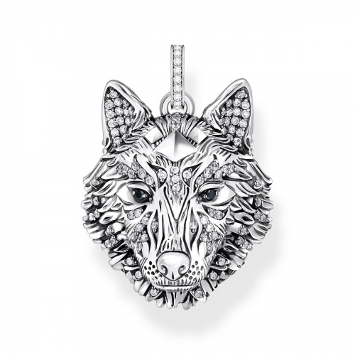 Thomas Sabo PE965-691-21 Anhänger Wolf Gesicht mit Steinen Silber geschwärzt