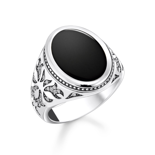 Thomas Sabo TR2454-641-11 Herren-Siegelring mit schwarzem Onyx Silber