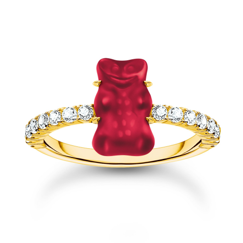 Thomas Sabo TR2459-414-10 Damenring Goldbär Rot Goldfarben