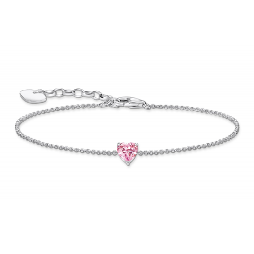 Thomas Sabo A2157-051-9-L19V Damen-Armband mit pinkfarbenem Zirkonia-Herz Silber