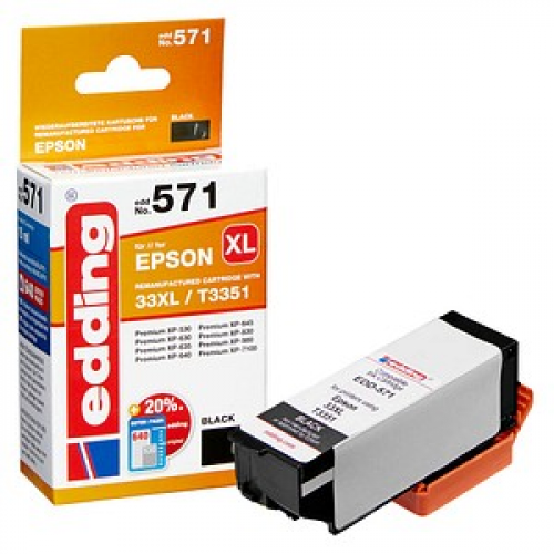 edding EDD-571  schwarz Druckerpatrone kompatibel zu EPSON 33XL / T3351XL