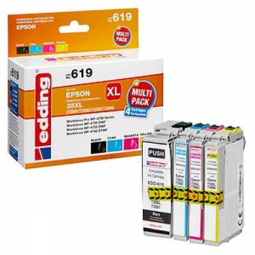 edding EDD-619  schwarz, cyan, magenta, gelb Druckerpatronen kompatibel zu EPSON 35XL / T3596XL, 4er-Set