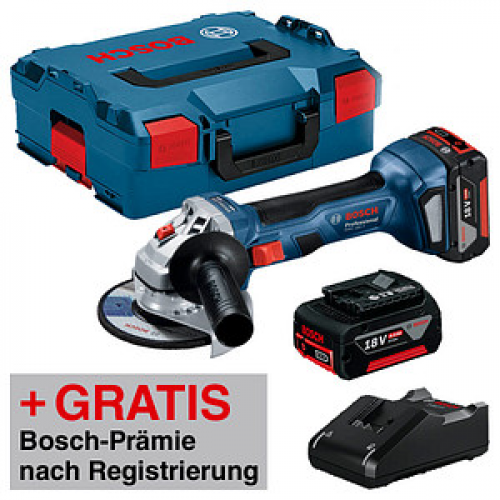 AKTION: BOSCH Professional GWS 18V-7 Akku-Winkelschleifer-Set 18,0 V, mit 2 Akkus mit Prämie nach Registrierung