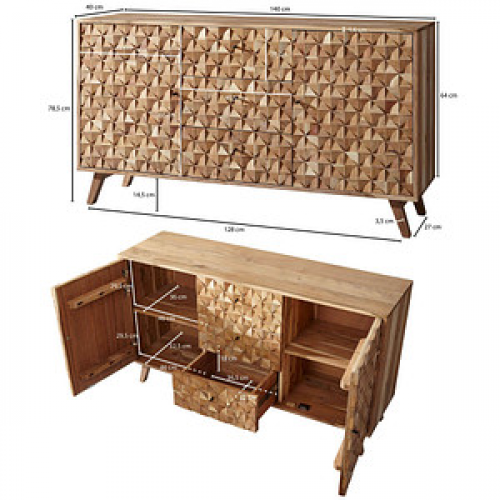 WOHNLING Sideboard, WL5.598 akazie 140,0 x 40,0 x 78,5 cm