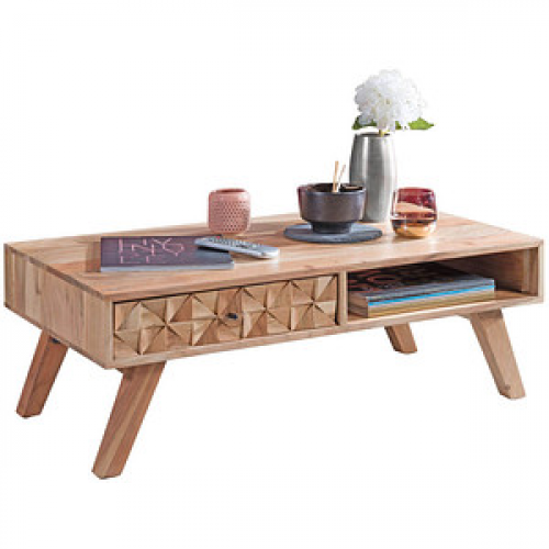 WOHNLING Couchtisch Massivholz akazie 95,0 x 50,0 x 35,0 cm