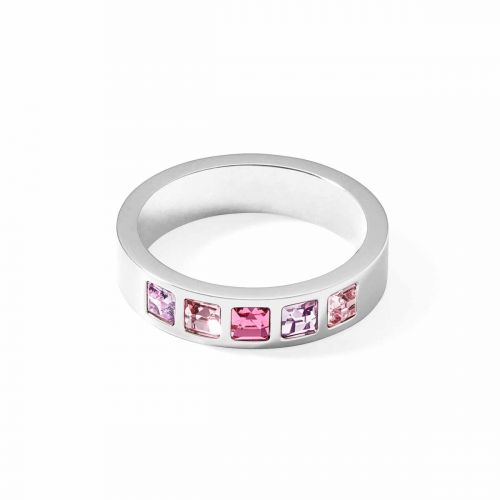 Coeur de Lion 0130/40-1917 Damenring Edelstahl Kristalle Pavé multi-rosa