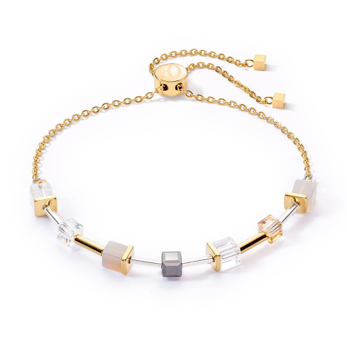 Coeur de Lion 5074/30-1216 Damen-Armband GeoCUBE Grau-Gold