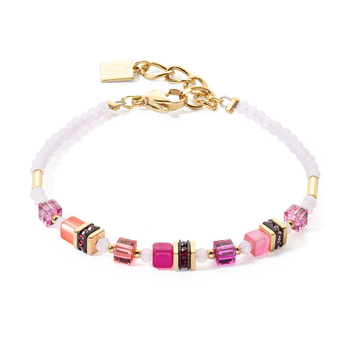 Coeur de Lion 4565/30-0422 Damen-Armband Mini Cubes Magenta