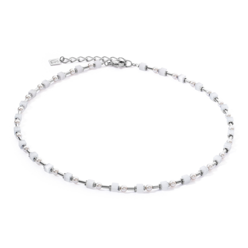 Coeur de Lion 4356/10-1417 Damen-Halskette Mini Cubes & Pearls Mix Silber-Weiß