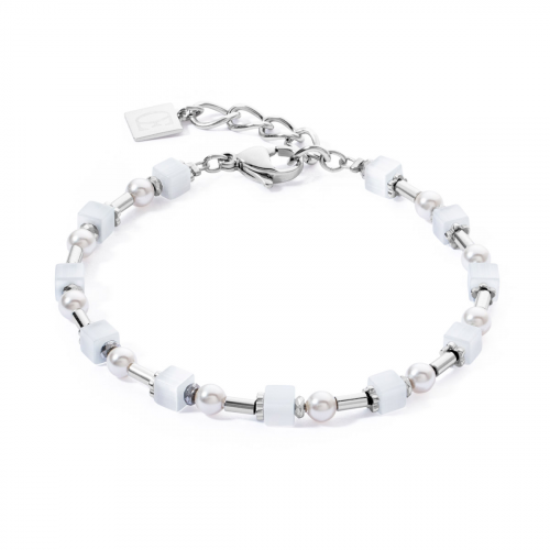 Coeur de Lion 4356/30-1417 Damen-Armband Mini Cubes & Pearls Mix Silber-Weiß