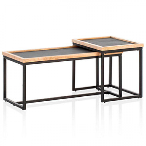 WOHNLING Couchtische-Set Massivholz braun