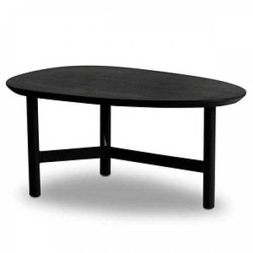 WOHNLING Couchtisch Massivholz schwarz 86,0 x 50,0 x 37,0 cm