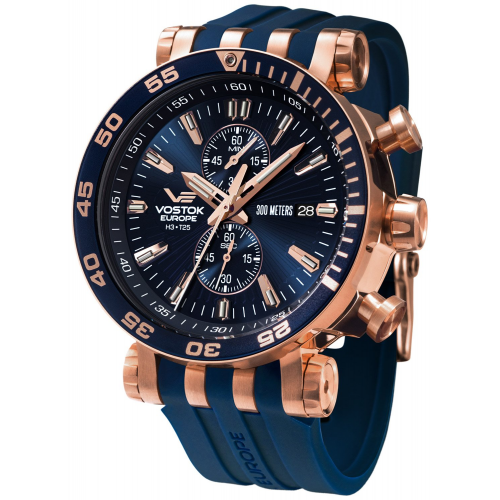 Vostok Europe VK61-575B590 Herren-Chronograph Energia Rocket Braun/Blau