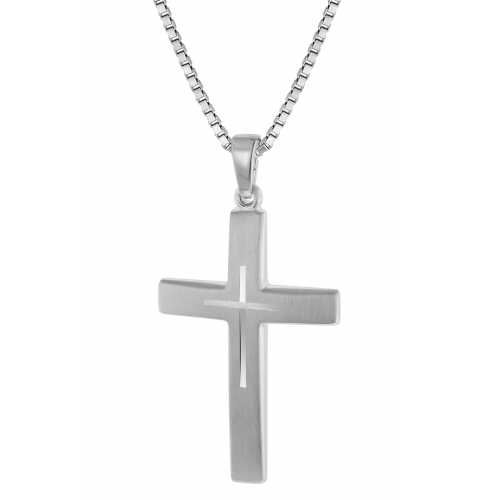 trendor 60705 Silber Kreuz mit Kette für Herren 50 cm