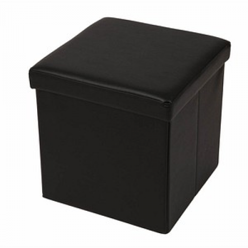 Echtwerk Hocker mit Stauraum Store Cube EW-SW-0410 schwarz Kunstleder