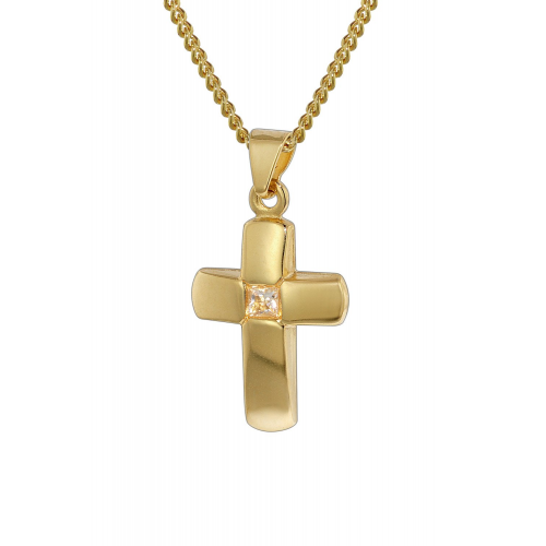 trendor 35794 Kreuz-Anhänger Gold 333 mit vergoldeter Kette für Kinder