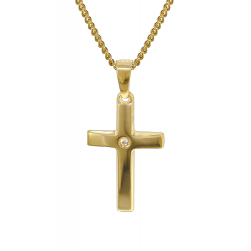 trendor 35799 Gold Kreuz 585 mit 40 cm goldplattierter Kette