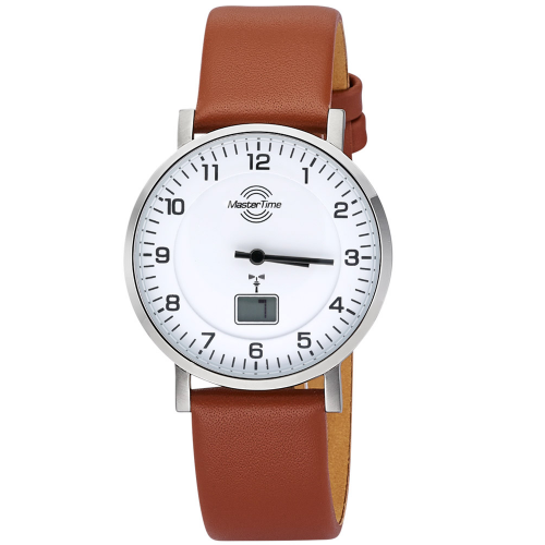 Master Time MTLS-10741-12L Damen-Funkuhr mit Lederband Braun