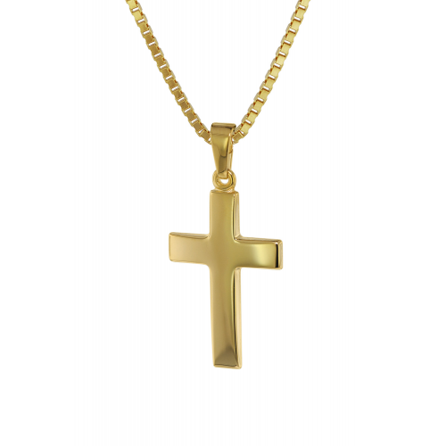 trendor 75218 Anhänger Kreuz 21 mm Gold 333 (8 Kt.) mit plattierter Halskette