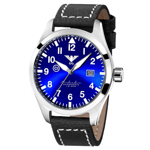 KHS AIRSABLU.LBB Herrenuhr Airleader Automatik Schwarz/Blau