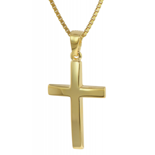 trendor 35796 Kreuz Anhänger Gold 333 (8 Karat) mit goldplattierter Kette