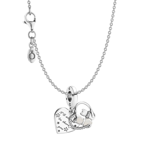 Pandora 51587 Damen-Halskette 925 Silber mit Charm Katzen und Herzen