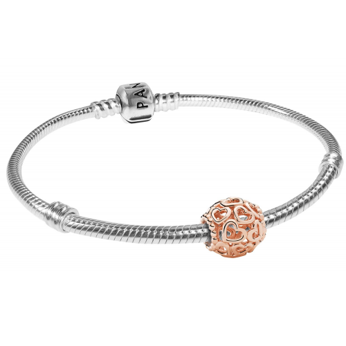 Pandora 51640 Damen-Armband Herzstrudel Rosé 925 Silber