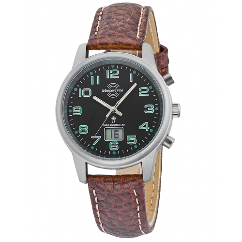 Master Time MTLA-10762-22L Damen-Funkuhr Lederband Braun