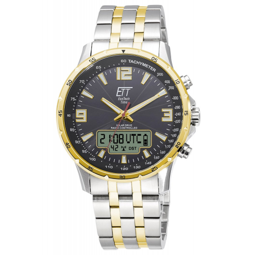 ETT Eco Tech Time EGS-11553-21M Funk-Solar Herrenuhr Professional Bicolor