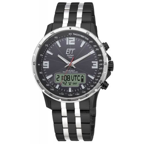 ETT Eco Tech Time EGS-11568-21M Funk-Solar Herrenuhr Professional Arctica Schwarz/Stahl