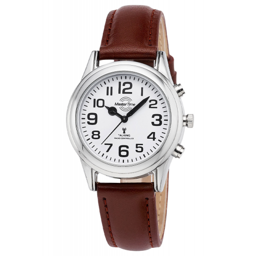 Master Time MTLA-10807-12L Sprechende Damen-Funkuhr mit Lederband