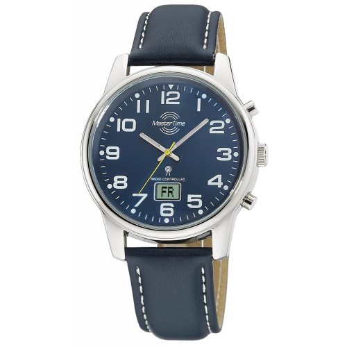 Master Time MTGA-10815-31L Herren-Funkuhr mit Lederarmband Blau