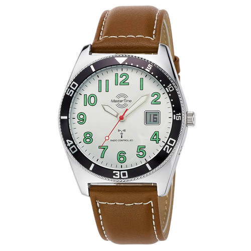 Master Time MTGA-10856-41L Herren-Armbanduhr Funk Super Power Braun