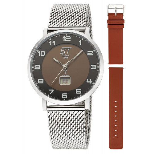 ETT Eco Tech Time EGS-11624-22MS Funk-Solar Herrenuhr Atacama Edelstahl mit 2 Bändern