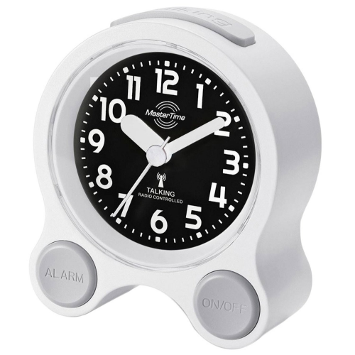 Master Time MTC-71030-12W Deutsch Sprechender Funk-Wecker Weiß/Schwarz