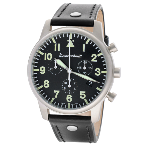 Messerschmitt ME-4544-SL Herrenuhr Chronograph für Flieger Schwarz