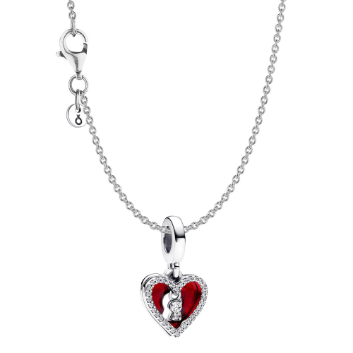 Pandora 68102 Damen-Kette Silber Rotes Herz mit Doppeltem Schlüsselloch Set