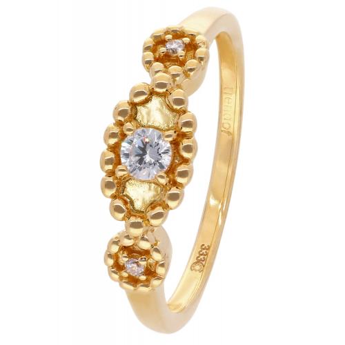 trendor 68151 Damen-Ring 333 Gelbgold mit Zirkonia