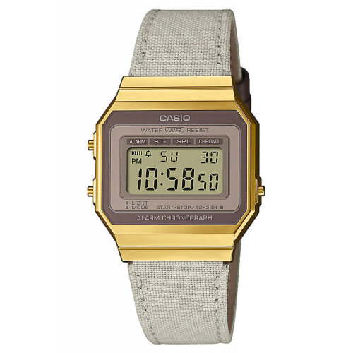 Casio A700WEGL-7AEF Vintage Iconic Damenuhr Hellgrau/Goldfarben