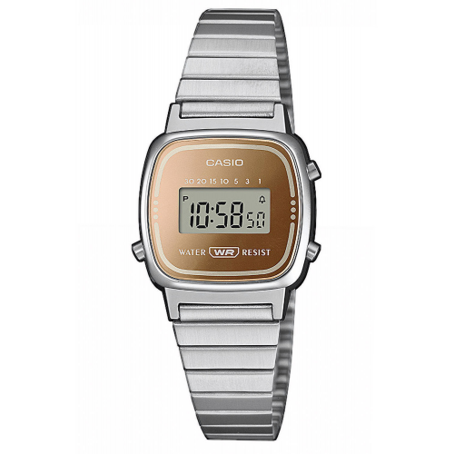 Casio LA670WES-4AEF Vintage Damenuhr Digital Silber-/Roségoldfarben