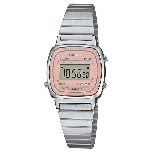 Casio LA670WEA-4A2EF Vintage Mini Damenuhr Digital Silber-/Rosafarben