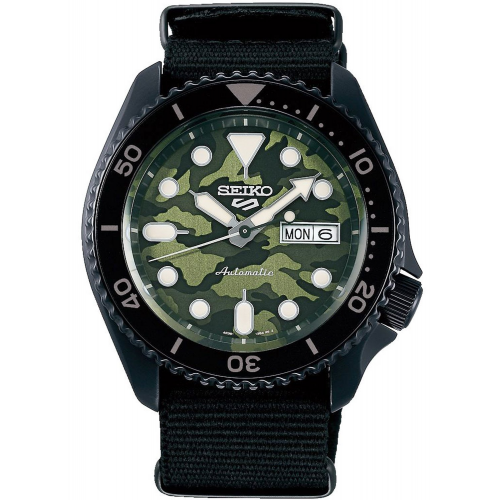 Seiko SRPJ37K1 Herrenuhr Automatik Schwarz/Camouflage Grün