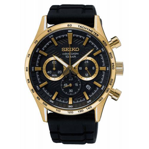 Seiko SSB446P1 Herrenuhr Chronograph Schwarz/Goldfarben