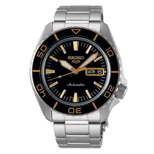 Seiko SRPK99K1 5 Sports Herrenuhr Automatik Schwarz/Goldfarben