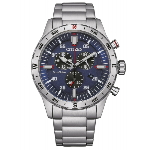 Citizen AT2520-89L Eco-Drive Herren-Chronograph Stahl/Blau